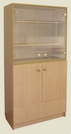 Шкаф полузакрытый 874х466х1850 со стеклянными дверями для плакатов и таблиц