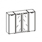 Греденция со стеклянными дверьми в алюминиевой рамке 1600x450x1180 / PAB06